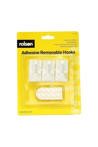 61327 3pc Removable Adhesive Hooks, Black
