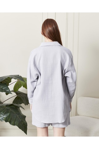 Soft Koton Kumaş Şort Gömlek Takım-3300-gri Gri