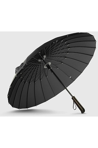 Shanshan Güçlü Rüzgar Geçirmez Uzun Saplı Erkek Şemsiye - Siyah