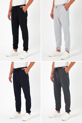 Kalın Siyah-lacivert-gri-antrasit Erkek 4'lü Eşofman Altı Jogger Arka Cepli Lastik Paça Regular Fit Şardonsuz Çok Renkli