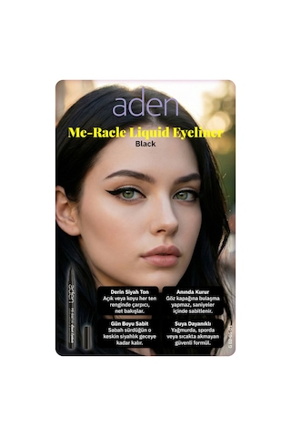 Aden Me-racle Liquid Eyeliner - Likit Eyeliner 01 Black Siyah Diğer