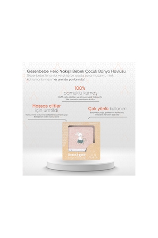 Gezenbebe Hero Nakışlı Bebek Çocuk Banyo Havlusu 70x140 Pembe