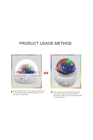 Yunboo Mavi Dinozor Kapaklı Bebek Yıldız Işığı - Usb Şarjlı 360 Döner Gece Projektörü Diğer