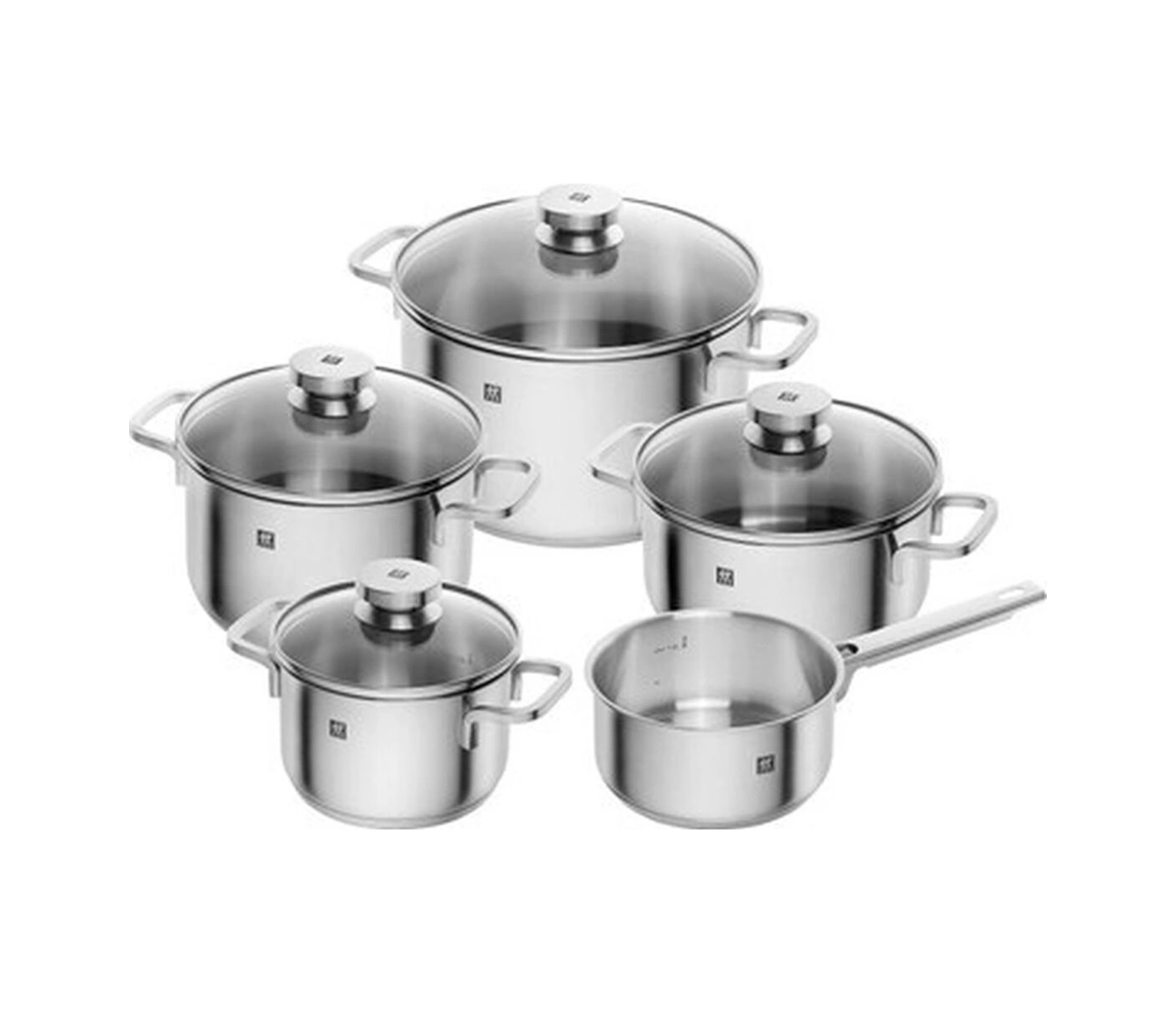 Zwilling Focus 5 Parça Tencere Seti, Paslanmaz Çelik, Gümüş Rengi Bakır - Siyah