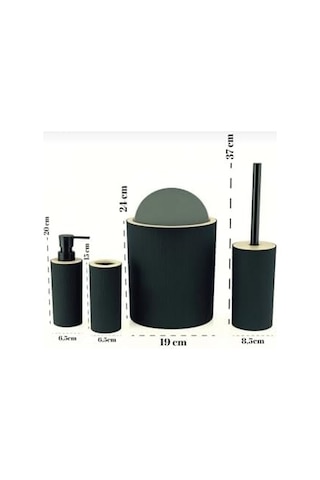 Quardi Banyo Seti Modern Çizgili - 7 L Kova 4 Parça Banyo Çöp Kovası Ve Aksesuar Seti Beyaz Diğer