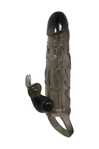 Odins Shop 3.5 CM Uzatmalı Titreşimli Klitoris Uyarıcılı Zenci Penis Kılıfı