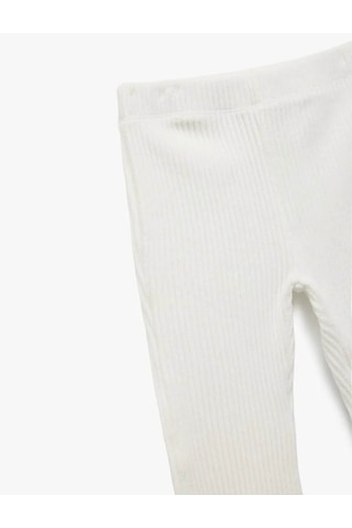 Koton Pamuklu Beli Lastikli Basic Kadife İspanyol Paça Ekru Kız Bebek Tayt 6wmg40009ak Ekru