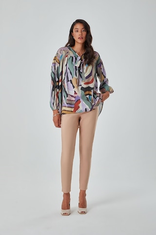 Mizalle Renkli Zebra Tunik Çok Renkli