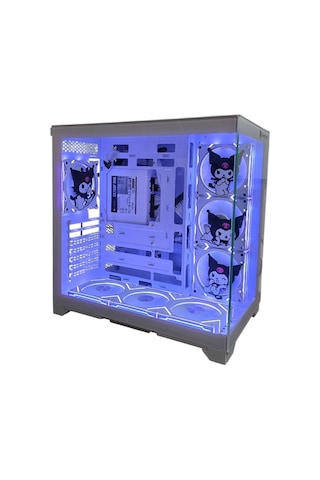 Kuromi Karakterli 7 Argb Fanlı Beyaz Akvaryum Kasa