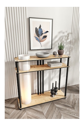 Ravilo Garcia Dresuar Dekoratif Raflı Lambader Meşe