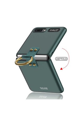 Samsung Uyumlu Galaxy Z Flip Kılıf Zore Flip Ring Kıpta Kapak Siyah