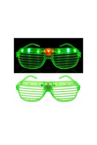Led Işıklı Panjur Parti Gözlüğü Yeşil Renk Shutter Gözlük Diğer