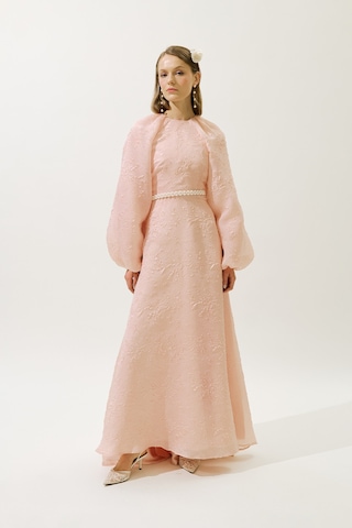 Jakar Organze Abiye Elbise Pudra Pudra