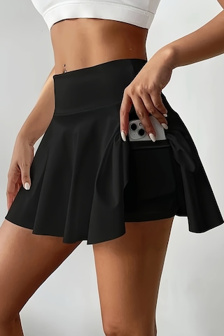 Merry See Esnek Likralı Bol Kesim Cepli Taytlı Sporcu Şort Etek - Tenis Eteği Siyah