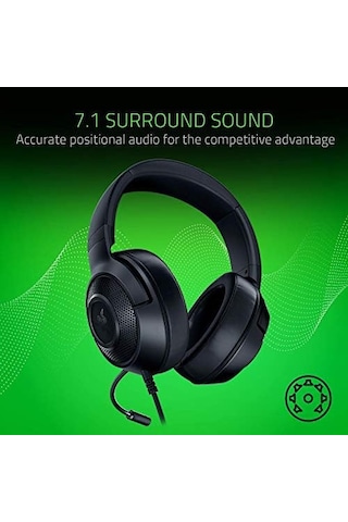 Razer Kraken X Lite - Ultra Hafif Oyun Kulaklığı Surround Ses - Hafif Alüminyum Çerçeve - Bükülebilir Kardioid Mikrofon - Pc, Ps4, Ps5, Switch, Xbox Serisi, Mobil - Siyah