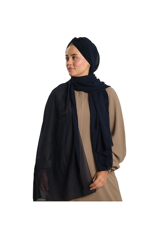 Hürrem Bone Lacivert Pratik Hazır Geçmeli Bone Şal Şifon Drapeli 2507 02 lacivert