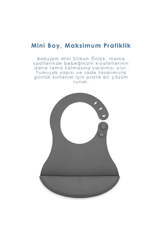 Babyjem Mini Silikon Mama Önlüğü Gri