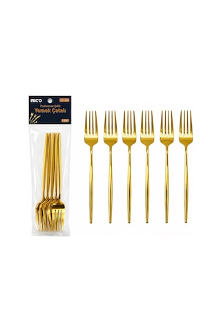 60 Parça Gold Yemek Çatal Seti 21cm - 1 Paket İçinde 6 Adet Vardır - 10 Paket Gönderilir Bx40 Renkli