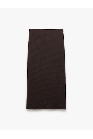 Koton Yüksek Bel Slim Fit Midi Kalem Etek Kahverengi 5sal70021ık Kahve