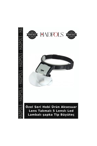 Özel Seri Hobi Ürün Aksesuar Lens Takmalı 5 Lenslı Led Lambalı Şapka Tip Büyüteç