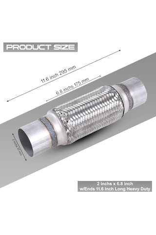 Egzoz Spiral Flex Borusu,51mmx 295mm Üniversal Tip, Paslanmaz Çe