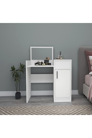 Arnetti Sedef Aynalı Makyaj Masası Beyaz