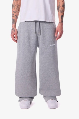 Feville 3 İplik Şardonlu Ayarlanabilir Paça Baggy Unisex Eşofman Altı Grimelanj