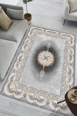 Modern Makinede Yıkanabilir Kaydırmaz Leke Tutmaz Salon Halı Oturma Odası Halı Mutfak Halı Ve Yolluk Koyu Gri