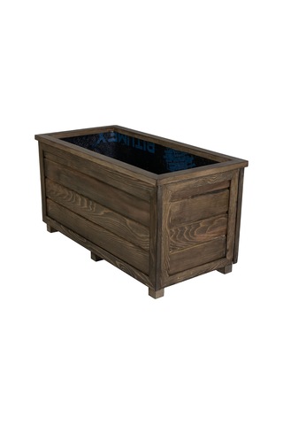 Kaf Ahşap Dekoratif Ahşap Saksı - Uzun / Kahverengi