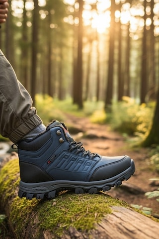 Enoch Erkek Siyah Waterproof Kürklü Outdoor Trekking Ve Kışlık Bot Lacivert