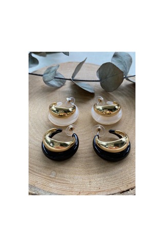 Akrilik Gold Yarım Halka Küpe Siyah - 741450352 Siyah - 741450352 Siyah