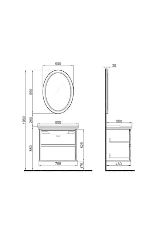 Kale Miro 80 Cm Mat Gri Banyo Dolabı Takımı Gri