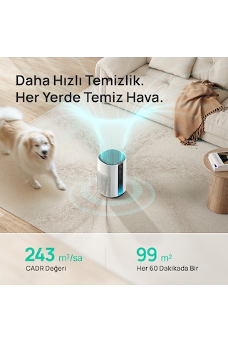 Air Purifier 337s Akıllı Hava Temizleyici, 3 Aşamalı Hepa Filtre, Pm2.5 Sensör, Led Ekran Beyaz