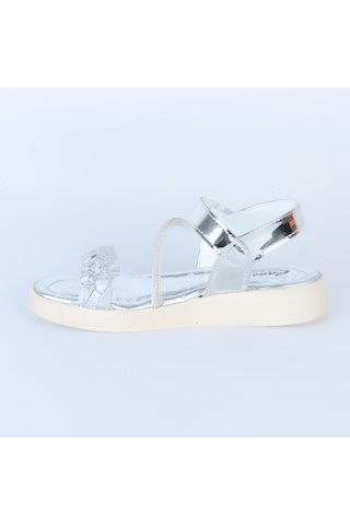 Poliva 4560 Düz Simli Kız Çocuk Sandalet Gümüş