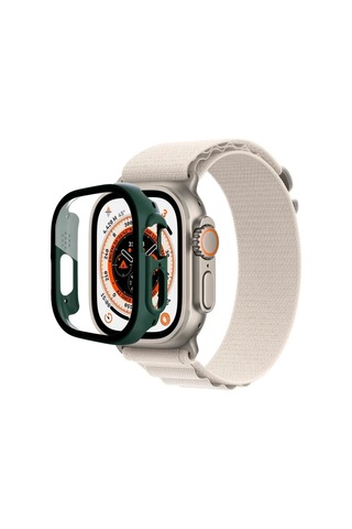 Apple Watch Ultra 49mm Desert Camlı Kasa Ekran Koruyucu - Koyu Yeşil Aklby-bsva58