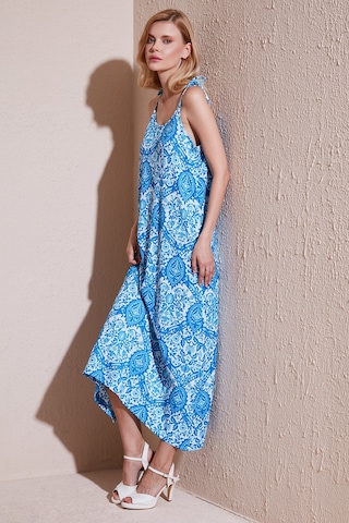 Lela Regular Fit Ip Askılı Uzun Bayan Elbise 5865732 Mavi