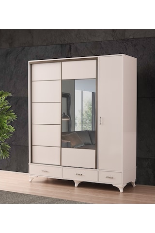 Beenal Mars Sürgülü Kapaklı Şifonyerli Gardırop 180 CM