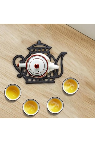 Homyl Çaydanlık Isı Mat Potholder Noslip Dökme Demir Içi Siyah