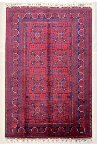 El Dokuma Afgan Halı 100% Yün Kök Boya Elsanat Eseı İle Harıka Yildiz Desenlı Kırmızı