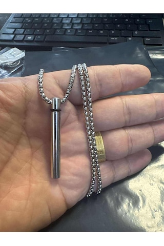 Paslanmaz Çelik Titanyum Silindir Kapsül Kolye Açılabilir Unisex Kolye Gizli Saklama Bölmeli Takı Çelik