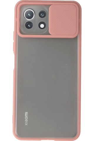 Cosmotex Newface Xiaomi Mi 11 Lite Kılıf Palm Buzlu Kamera Sürgülü Silikon - Pembe