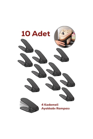 Porsima 5301 10 Lu Ayakkabı Rampası Ayakkabı Düzenleyici Dolap İçi Organizer- Siyah Siyah