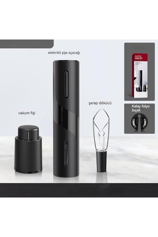 Soulader Elektrikli Şarap Açacağı Otomatik Mantar Çekmece Manyetik Vidalı Şişe Açma Makinesi Siyah