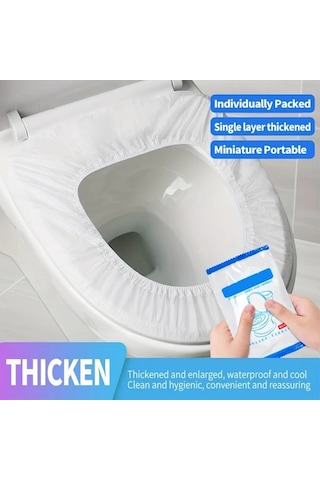 Elmpaly 50 Adet Elastik Bantlı Tek Kullanımlık Tuvalet Kılıfı Seyahat Otel Umumi Tuvalet Hijyenik Taşınabilir Tuvalet Oturağı