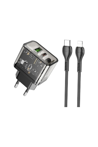 Hoco N34 PD20W USB + Type-C + Lightning Kablo Hızlı Şarj Adaptör Seti