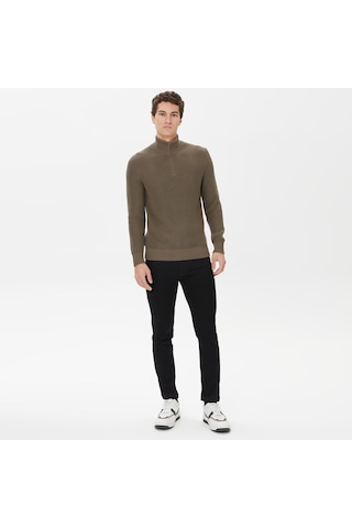 Nautica Nautıca Erkek Yeşil Standart Fıt Dik Yakalı Uzun Kollu Triko Düz S37128t Yeşil