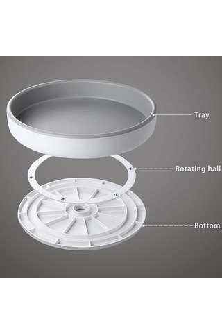 Xiyyadms 360 Derece Döner Baharatlık, Mutfak Organizasyonu İçin Pratik Ve Kompakt, 25 Cm Çap, Gri Beyaz