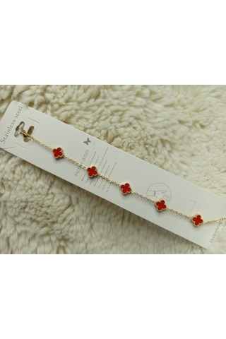 Stainless Steel Turuncu Yonca Çelik Bileklik Gold