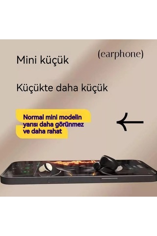 Lıcorıce Görünmez Bluetooth Kablosuz Kulaklık Mini Ultra Küçük Minyatür Ağrısız Kulak İçi Kulaklık Siyah