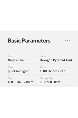 Naturehike Moğol Glamping 4 Kişilik Piramid Çadır Açık Bej